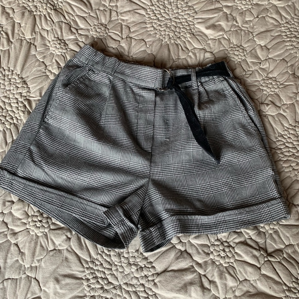 Black and white plaid shorts